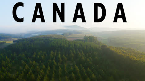 Luftdrohnenaufnahme-über-Kanadischen-Wäldern,-überlagert-Mit-Einer-Animierten-Grafik,-Die-„Kanada-1“-Darstellt